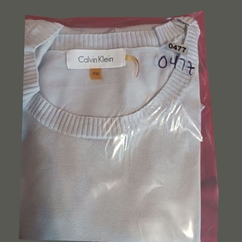 Calvin Klein Womens Short Sleeve Knit Top Silver PMedium - Picture 7 of 8
